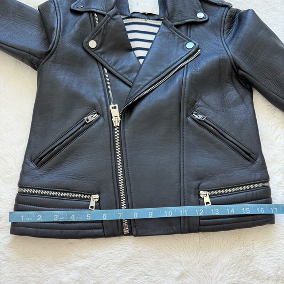 MAJE leather navy women jacket size 36 FR or 6 US Retail 750$ - Picture 10 of 10